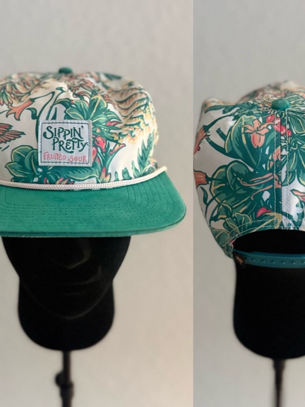 Sippin' Pretty Fruited Sour Tropical Floral Snapback - Teal/Green